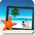 Tablet-PC am Strand