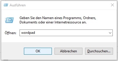 Wordpad starten Wordpad starten